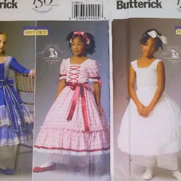 Lot of 2 Butterick 5900 & 5901 Girls Historic Civil War Era Dresses Size 6-7-8 - Picture 1 of 2
